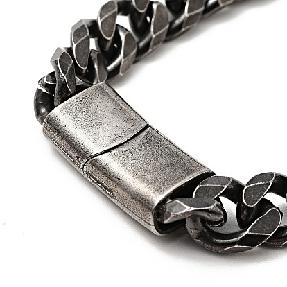 304 bracelet gourmette en acier inoxydable avec fermoir magnétique pour homme femme