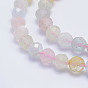 Natural Morganite Beads Strands, Faceted Round, Grade A+