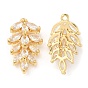 Brass and Clear Cubic Zirconia Pendants, Leaf