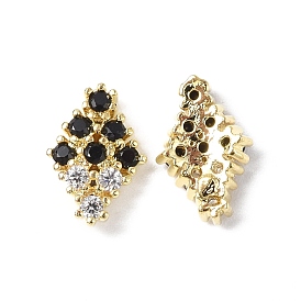 Brass Micro Pave Cubic Zirconia Cabochons, Rhombus