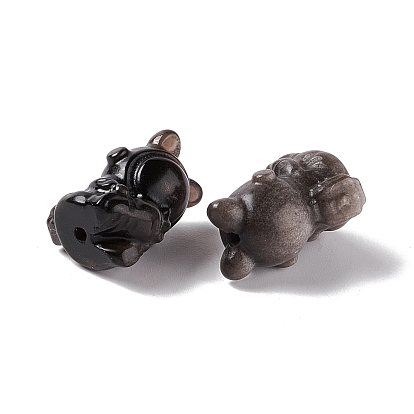 Natural Silver Obsidian Beads, Rabbit