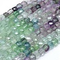 Natural Fluorite Beads Strands, Faceted, Square