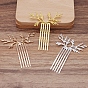 Alloy Hair Comb Findings, with Wired Antler Shaped