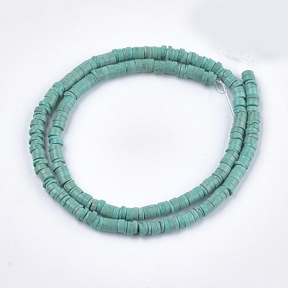Natural Howlite Beads Strands, Dyed & Heated, Turquoise, Heishi Beads, Disc
