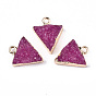 Druzy Resin Pendants, with Edge Light Gold Plated Iron Loops, Triangle