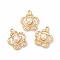 ABS Plastic Imitation Pearl Pendants, with Alloy Findings, Flower Charm