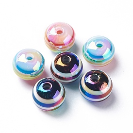 Stripe Resin Beads, AB Color, Rondelle