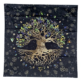 Tissu de velours, tissu de table de tarot, carré avec motif arbre de vie