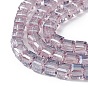 Transparent Electroplate Glass Beads Strands, Faceted, Cube, Pearl Luster Plated