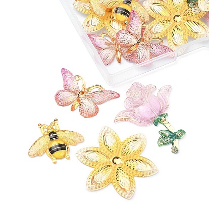 DIY Jewelry Making Finding Kit, Including Transparent Acrylic Pendants & Connector Charms, Bees & Flower & Butterfly