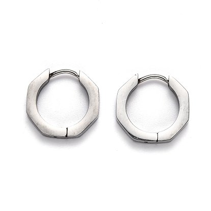 304 Stainless Steel Octagon Huggie Hoop Earrings