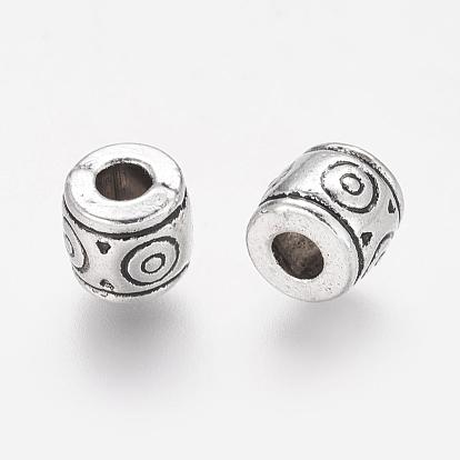 Perles de style tibétain, Alliage de zinc, sans plomb et sans cadmium, colonne, 6x6.5mm, Trou: 2~3mm