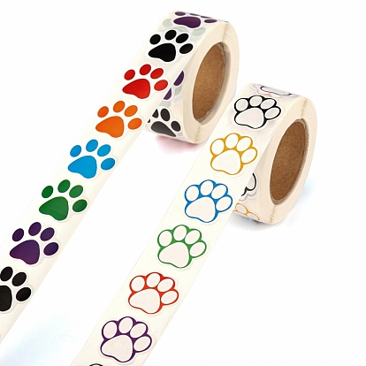 6 rollos 2 etiquetas adhesivas planas con estampado de patas redondas, etiquetas autoadhesivas de etiquetas de regalo de papel, para regalos decorativos de fiesta