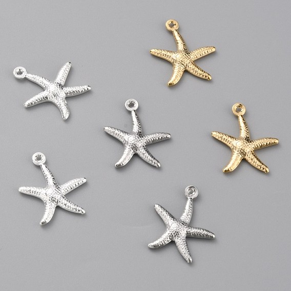 Brass Pendants, Long-Lasting Plated, Starfish