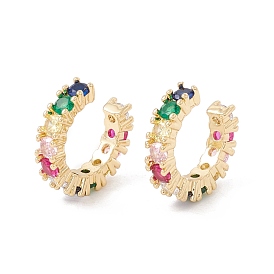 Colorful Cubic Zirconia Cuff Earrings, Brass Jewelry for Women, Lead Free & Cadmium Free