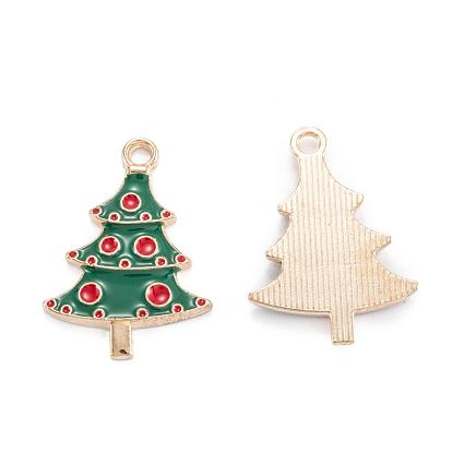 Alloy Enamel Pendants, for Christmas, Christmas Tree