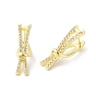 Clear Cubic Zirconia Bowknot Hoop Earrings, Brass Jewelry for Women