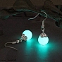 Luminous Round Ball Dangle Earrings, Glow In The Dark Alloy Earrings for Backpack Clothes, Antique Silver