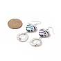 3 Pair 3 Style Heart & Trapezoid & Flat Round Acrylic Dangle Earrings, 304 Stainless Steel Earring Donut Long Drop Earrings for Women