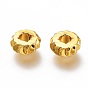 Brass Spacer Beads, Long-Lasting Plated, Disc with Gear Edge
