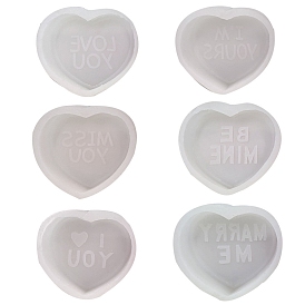 Heart with Word DIY Soap Food Grade Silicone Molds, for Handmade Soap Making, Valentine's Day Theme