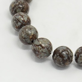 Perles de pierres fines , flocon de neige Obsidienne Chine, ronde