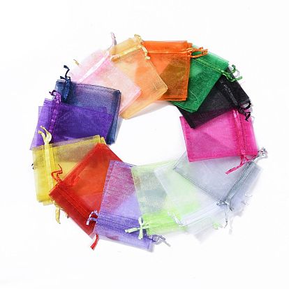 Разноцветные сумочки из органзы, мешочки для ювелирных украшений на свадьбу, прямоугольные