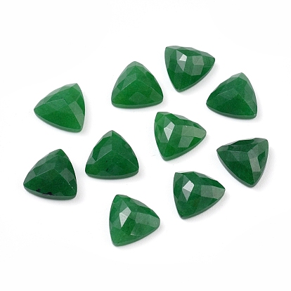 Natural White Jade Cabochons, Dyed, Faceted, Triangle