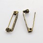 3 Holes Iron Brooch Pin Back Safety Catch Bar Pins, 27x5x7mm, Hole: 1.5mm, Pin: 0.5mm
