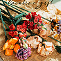 Сиреневые цветы в горшках строительные блоки, с лентой, DIY искусственный букет строительный кирпич игрушка для детей