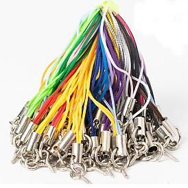 Polyester Rope Mobile Straps, with Iron Rings Screw Eye Pin Bail and Zinc Alloy Cord Ends