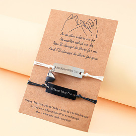 Ensemble de bracelets de cartes à fermoir magnétique, gravés au laser, personnalisés, pour couples