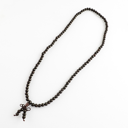 Style wrap gourou bouddhiste bijoux ébène bracelets de perles rondes ou colliers