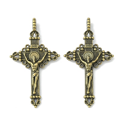 Pendentifs en alliage, sans cadmium et sans plomb, pour Pâques, pendentif croix de crucifix, 50x28x3mm, Trou: 3mm