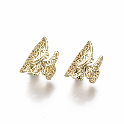 Brass Cuff Earrings, Nickel Free, Butterfly