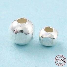 925 Sterling Silver Beads, Faceted(4 Facets) Round
