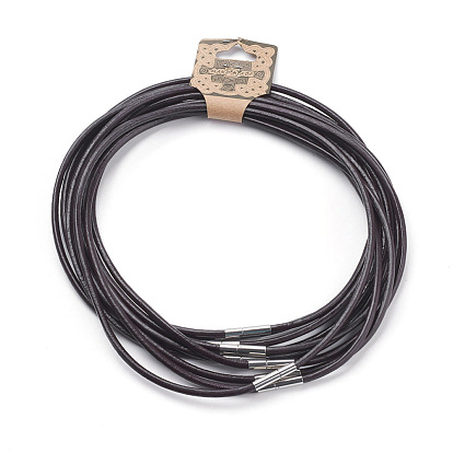 Cowhide Leather Cord Necklace Making, with 304 Stainless Steel Clasps, Stainless Steel Color