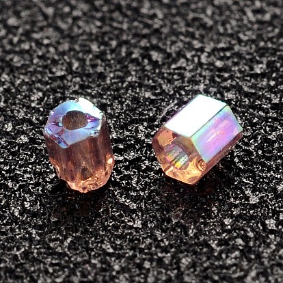 11/0 Two Cut Glass Seed Beads, Hexagon, Trans.Colours Rainbow, Orange