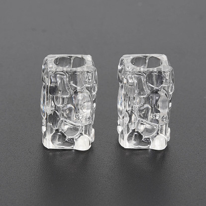 Perles européennes acryliques craquelées transparentes, Perles avec un grand trou   , cuboïde