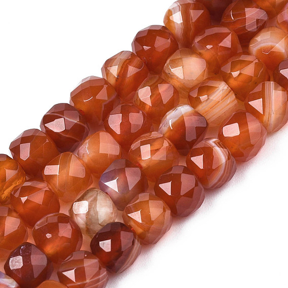 Natural Banded Agate/Striped Agate Beads Strands, Faceted, Dyed, Cube