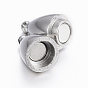 Smooth 304 Stainless Steel Rice Magnetic Clasps with Loops