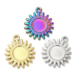 Ion Plating(IP) 304 Stainless Steel Pendant Cabochon Settings, Sun Charms