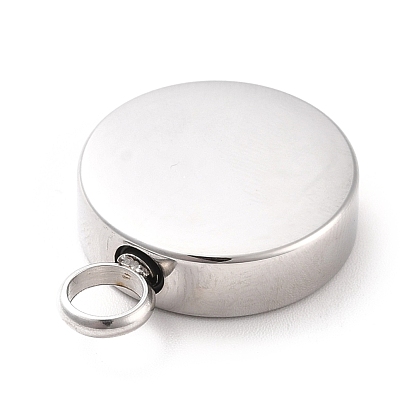 304 Stainless Steel Urn/Perfume Pendants, Flat Round