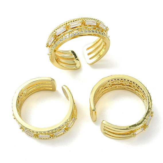 Прямоугольное открытое кольцо-манжета из прозрачного кубического циркония, стеллаж для латунных украшений для женщин, без свинца и без кадмия