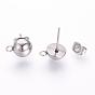 201 Stainless Steel Stud Earring Findings, with Loop and 304 Stainless Steel Pins