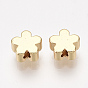 Brass Beads, Flower, Real 18K Gold Plated