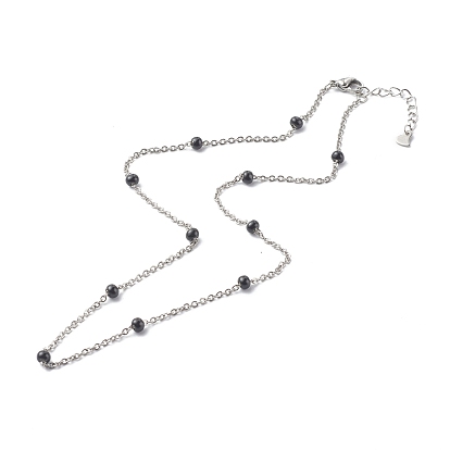 304 acier inoxydable colliers de chaînes du câble, avec des perles d'émail, couleur inox