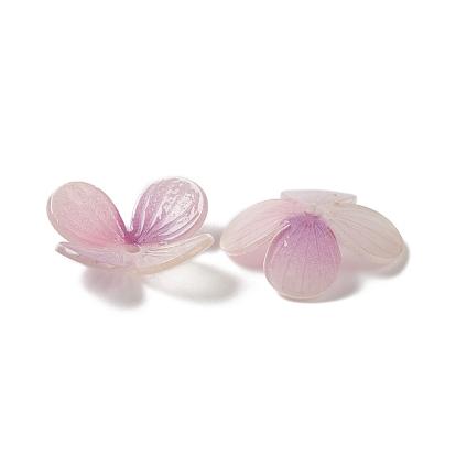 Opaque Resin Bead Caps, 4-Petal, Flower