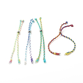 Braided Nylon Thread Bracelet, with 201 Stainless Steel Beads for Slider Bracelets Making