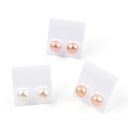 Boucles d'oreilles perle naturelle, Boucles d'oreilles boule ronde avec épingles en laiton pour femme